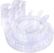 🍽️ bucla 20guest clear plastic party set - plates, cutlery, tableware for weddings and parties logo