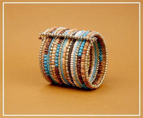 img 1 attached to The Tribal Chic Wooden and Turquoise Spiral Cuff Bracelet with Highlite Beads