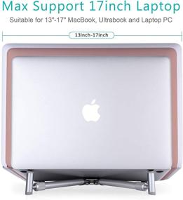 img 3 attached to 📦 Держатель для ноутбука Jubor для MacBook Pro - Регулируемый подставка для ноутбука с охлаждающей подставкой - Вентилируемый портативный складной эргономичный держатель - Совместим с экранами 13", 15", 17