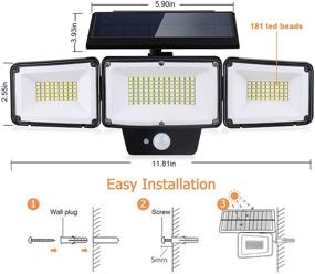 img 3 attached to 🌞 Solar Lights Outdoor Motion Sensor 2 Packs: PARTPHONER 3 Adjustable Heads Security Lights - 362 LED Flood Light IP65 Waterproof 270° Wide Angle Wall Lights with 3 Modes for Porch Garage Yard Patio