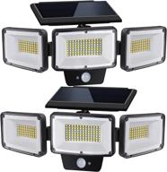 🌞 solar lights outdoor motion sensor 2 packs: partphoner 3 adjustable heads security lights - 362 led flood light ip65 waterproof 270° wide angle wall lights with 3 modes for porch garage yard patio логотип