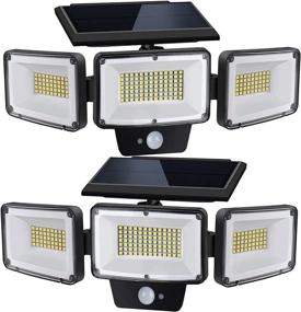 img 4 attached to 🌞 Solar Lights Outdoor Motion Sensor 2 Packs: PARTPHONER 3 Adjustable Heads Security Lights - 362 LED Flood Light IP65 Waterproof 270° Wide Angle Wall Lights with 3 Modes for Porch Garage Yard Patio