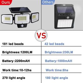 img 2 attached to 🌞 Solar Lights Outdoor Motion Sensor 2 Packs: PARTPHONER 3 Adjustable Heads Security Lights - 362 LED Flood Light IP65 Waterproof 270° Wide Angle Wall Lights with 3 Modes for Porch Garage Yard Patio