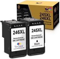 🖨️ onlyu remanufactured ink cartridge replacements for canon pg-245xl cl-246xl pg-243 cl-244 - compatible with pixma mx492 mx490 mg2420 mg2520 mg2522 ts3120 tr4520 mg3022 mg2522 mg2922 - includes 1 black, 1 tri-color logo