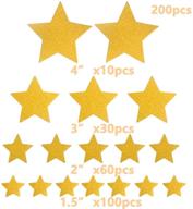 🌟 shimmering zooyoo stars gold confetti: glitter paper table decor - 200pc, 4/3/2/1.5 inch diameter logo