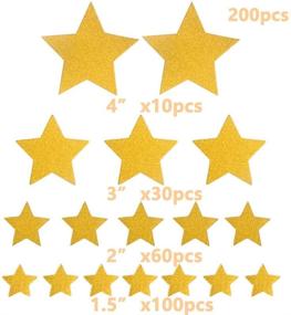 img 3 attached to 🌟 Shimmering ZOOYOO Stars Gold Confetti: Glitter Paper Table Decor - 200pc, 4/3/2/1.5 inch Diameter