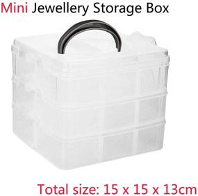 img 3 attached to 💎 ULTNICE Mini Transparent Jewellery Storage Box with Removable Dividers - 3 Layer, 18 Compartments