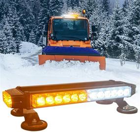 img 4 attached to Amber White Emergency Strobe Light Bar - DIBMS 30LEDS Double Side Safety Beacon Lights with Magnetic Base for Roof Rooftop Vehicles Cars Tow Trucks Snowplow Firefighter