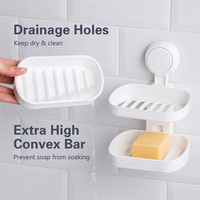 img 2 attached to 🛁 TAILI Double Layer Soap Dish: Powerful Suction Cup Soap Holder for Shower, Bathroom, Tub, and Kitchen Sink – Drill-Free & Removable!