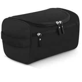 img 4 attached to 💼 Waterproof Oxford Zeamoco Travel Toiletry Bag Portable Dopp Kit for Men Women - Ideal for Bathroom Shower, Gym, Shaving (Black)