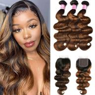 💇 beauty forever #fb30 highlight brazilian body wave human hair bundles with lace closure - ombre balayage & piano color options available logo