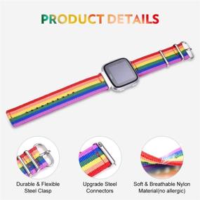 img 1 attached to 🌈 Colorful Bandmax LGBT Rainbow Fitbit Versa Bands: Stylish Nylon Wristband with Metal Connectors for Vresa Upgrade