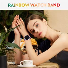 img 2 attached to 🌈 Colorful Bandmax LGBT Rainbow Fitbit Versa Bands: Stylish Nylon Wristband with Metal Connectors for Vresa Upgrade