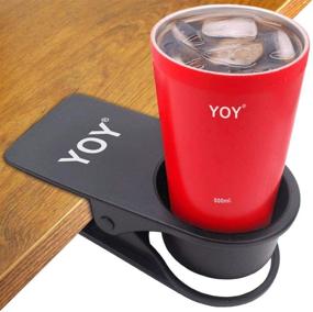 img 4 attached to 🖤 Black Home Office Table Desk Side Huge Clip Water Drink Beverage Soda Coffee Mug Holder Cup Saucer Design for YOY Drinking