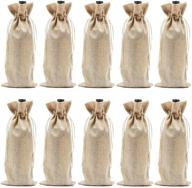 🍷 burlap wine bags with drawstrings - pack of 10 reusable wine gift bags, ideal for travel, wedding, birthday, housewarming, and dinner party, single bottle carriers logo