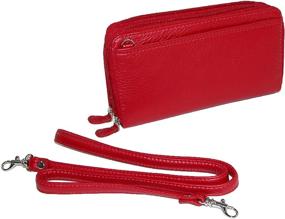 img 2 attached to 👛 Buxton Pebbled Double Zip String Along Wallet in Red - Enhanced SEO