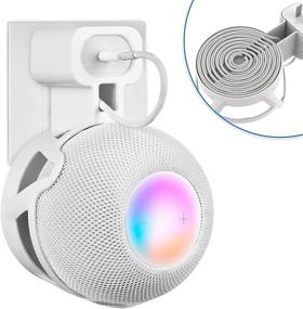 img 4 attached to 🔌 Homepod Mini Wall Mount Holder with Cord Management - No Messy Wires or Screws, Space-Saving Accessory (White, 1 Pack)