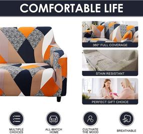 img 1 attached to 🛋️ JOYDREAM Stretch Sofa Slipcover for 3 Cushion Couch | Universal Printed Couch Cover with 1 Pillowcase | Large Size | Magic Design