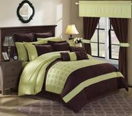 🛏️ chic home cs3567-an 24 piece lorde queen comforter set with elegant embroidery, green logo