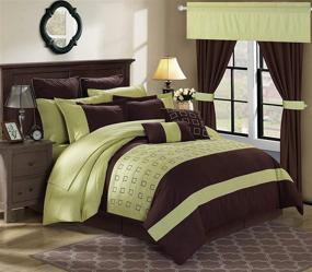 img 4 attached to 🛏️ Chic Home CS3567-AN 24 Piece Lorde Queen Comforter Set with Elegant Embroidery, Green