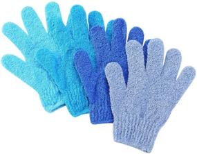 img 4 attached to 🧤 Sleek- Exfoliating Gloves, Pack of 4, Skin Exfoliator for Body, Shower Scrub Gloves, Exfoliating Body Scrub Gloves, Shower Accessories for Women, Exfoliation Mitt, Bath Gloves