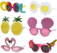 🌺 6pcs luau party sunglasses: hawaiian decorations for kids & adults - tropical summer props for photo booth & dress-up fun in luau, birthday, bachelorette, and wedding parties логотип