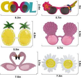 img 3 attached to 🌺 6Pcs Luau Party Sunglasses: Hawaiian Decorations for Kids & Adults - Tropical Summer Props for Photo Booth & Dress-Up Fun in Luau, Birthday, Bachelorette, and Wedding Parties