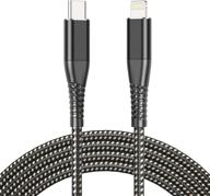 🔌 кабель usb c к lightning длиной 6 футов apple mfi certified [2 шт.] быстрая зарядка для iphone 12/11/pro/pro max/mini/air pods pro/ipad (черный) логотип