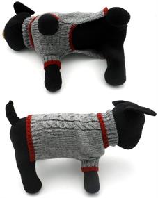 img 1 attached to 🐶 Dofyou 2-Piece Pet Dog Clothes: Soft & Warm Knitwear Sweater for Dogs - Classic Red and Grey Apparel