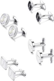 img 2 attached to 🔥 LOYALLOOK Engraved Alphabet Cufflinks - Men's Accessories: Cuffs, Shirt Studs, & Tie Clips