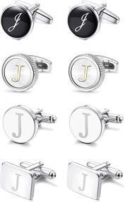 img 4 attached to 🔥 LOYALLOOK Engraved Alphabet Cufflinks - Men's Accessories: Cuffs, Shirt Studs, & Tie Clips