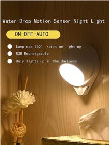 img 3 attached to 🔦 White Rechargeable Motion Sensor Night Light for Indoor Use - Battery Operated Step Light, Magnetic Rotating Puck Light, LED Night Lamp for Bedroom, Bathroom, Stair, and Kitchen