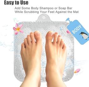 img 1 attached to 🚿 Shower Foot Scrubber Massager, Acupressure Mat for Relaxing Acupressure Therapy, Relief from Tired Feet and Foot Pain, Non-Slip Suction Cups, Exfoliating Bristles, Boosts Circulation (Clear, 9.5 x 9.5 Inches)