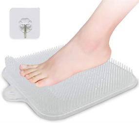 img 4 attached to 🚿 Shower Foot Scrubber Massager, Acupressure Mat for Relaxing Acupressure Therapy, Relief from Tired Feet and Foot Pain, Non-Slip Suction Cups, Exfoliating Bristles, Boosts Circulation (Clear, 9.5 x 9.5 Inches)