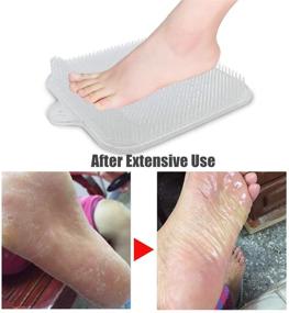 img 2 attached to 🚿 Shower Foot Scrubber Massager, Acupressure Mat for Relaxing Acupressure Therapy, Relief from Tired Feet and Foot Pain, Non-Slip Suction Cups, Exfoliating Bristles, Boosts Circulation (Clear, 9.5 x 9.5 Inches)