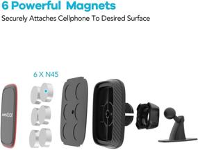 img 2 attached to 📲 Enhanced Magnetic Phone Car Mount with 6 Strong Magnets - Compatible with iPhone 11, Samsung, LG, All Smartphones/Mini Tablets - 360°Rotation Stick Car Phone Mount