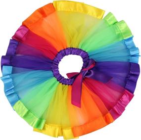 img 4 attached to 🌈✨ Jastore Girls Rainbow Tutu Skirt Dance Dress with Ruffle Layers and Tiered Design - Perfect for Clubwear