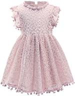 🌸 csbks toddler girls cute pompoms lace floral elegant retro swing party dress: delightful and stylish outfit for little girls logo