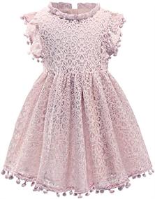 img 4 attached to 🌸 Csbks Toddler Girls Cute Pompoms Lace Floral Elegant Retro Swing Party Dress: Delightful and Stylish Outfit for Little Girls