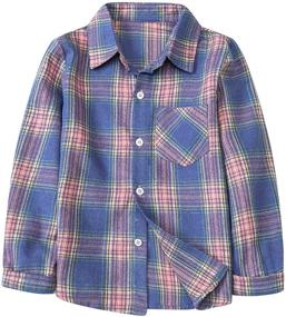 img 4 attached to Flannel Button Sleeve Toddlers Little Boys' Clothing and Tops, Tees & Shirts