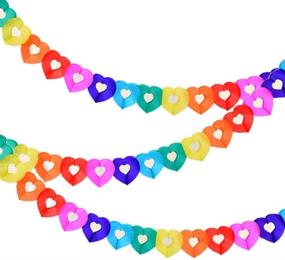 img 2 attached to Vibrant Rainbow Party Supplies: SOARSWAN Favors Banners & 🎉 Garland for Kids Party with Heart-Shaped Colorful Tissue Paper Decorations