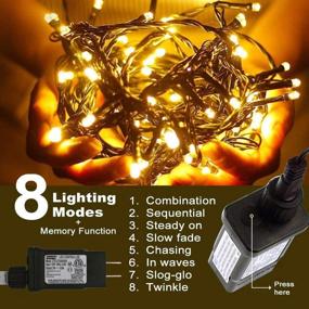 img 2 attached to 🎄 Epesl Warm White Indoor/Outdoor Christmas String Lights - 11m/36ft 110 LEDs 8 Modes Waterproof End-to-End Extendable Fairy Lights with Plug for Thanksgiving Day, Halloween, Wedding, Patio, Home Decoration