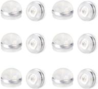 💍 fomissky clear rubber earring backs - secure silicone replacements for 6 pairs of hook stud earrings, white gold plated logo