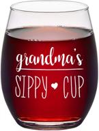 🍷 grandma’s sippy cup stemless wine glass: perfect for women, grandma, mother, new grandma, grandma again, grandmother. funny 15 oz wine glass for mother's day, birthday, christmas. логотип