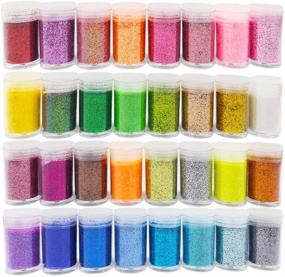 img 4 attached to 🌈 32 Colors Fine Slime Glitter Powder, Craft Sequins, Multi-Purpose Glitter Dust for Body, Face, Hair, Makeup, Art, DIY Craft - 1 Box