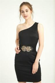 img 1 attached to 👗 VOCHIC Vintage Stretch Women's Dress Waistband with Metal Leaf Buckle - Wide Waist Belt