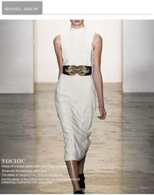 img 3 attached to 👗 VOCHIC Vintage Stretch Women's Dress Waistband with Metal Leaf Buckle - Wide Waist Belt