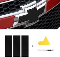 🚙 ramuel carbon fiber vinyl wrap kit: 11.8" x 4" chevy bowtie emblem decal + spatula & cutter - 3 pcs universal logo overlay logo