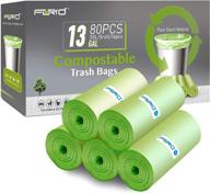 🌱 forid compostable trash bags: 13 gallon, 80 count, unscented, eco-friendly can liners - ideal for kitchen, bathroom, office, and home garbage can (5rolls/green) logo