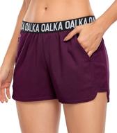 🩳 oalka women's fitness running shorts with side pockets - workout athletic gym shorts logo